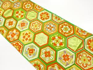 子持ち亀甲に華紋模様織出し袋帯